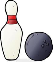 tio pin bowling tecknad serie vektor