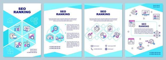 Suchmaschinenoptimierung Ranking Broschüre Vorlage. Broschürendesign mit linearen Symbolen. editierbare 4 Vektorlayouts für Präsentationen, Jahresberichte. vektor