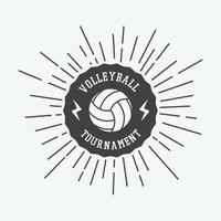 årgång volleyboll märka, emblem eller logotyp. vektor illustration