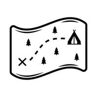 Vintage Retro-Karte für Camping. kann wie emblem, logo, abzeichen, etikett verwendet werden. markieren, plakatieren oder drucken. monochrome Grafik. vektor