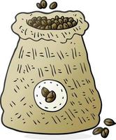 Cartoon-Tasche Kaffeebohnen vektor