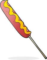 Cartoon-Hotdog auf einem Stick vektor