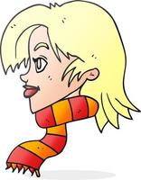 tecknad serie kvinna bär scarf vektor