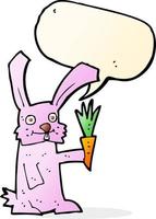 tecknad serie kanin med morot med Tal bubbla vektor