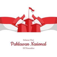 Hari Pahlawan Nasional bedeutet Nationalheldentag Indonesien Tag vektor