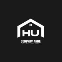 hu Anfangsbuchstaben Logo Design Vektor für Bau, Haus, Immobilien, Gebäude, Eigentum.