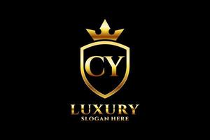 Initial Cy Elegantes Luxus-Monogramm-Logo oder Abzeichen-Vorlage mit Schriftrollen und Königskrone - perfekt für luxuriöse Branding-Projekte vektor