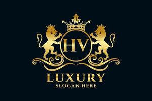 lion royal luxus-logo-vorlage mit initialem hv-buchstaben in vektorgrafiken für luxuriöse branding-projekte und andere vektorillustrationen. vektor