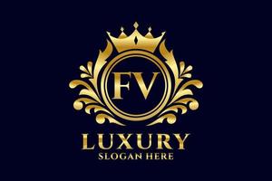 Royal Luxury Logo-Vorlage mit anfänglichem fv-Buchstaben in Vektorgrafiken für luxuriöse Branding-Projekte und andere Vektorillustrationen. vektor