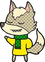 freundlicher Cartoon-Wolf mit Schal vektor