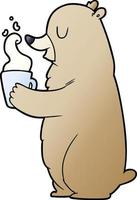 tecknad serie Björn med varm dryck vektor