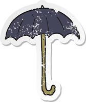 Retro-Distressed-Aufkleber eines Cartoon-Regenschirms vektor