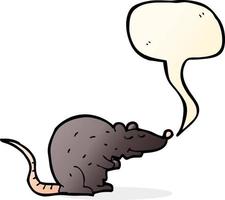 tecknad serie svart råtta med Tal bubbla vektor