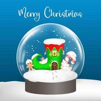 3d baner jul älva hus i en glas boll, vektor illustration