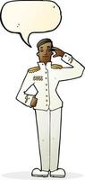 Cartoon-Militär in Uniform mit Sprechblase vektor