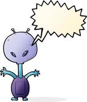 Cartoon-Weltraum-Alien mit Sprechblase vektor