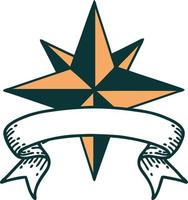 Tattoo mit Banner eines Sterns vektor