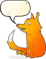 Cartoon-Fuchs sitzt mit Sprechblase vektor
