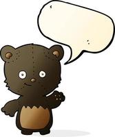 cartoon black bearcub winkt mit sprechblase vektor