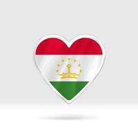 hjärta från tadzjikistan flagga. silver- knapp hjärta och flagga mall. lätt redigering och vektor i grupper. nationell flagga vektor illustration på vit bakgrund.