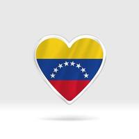 Herz aus Venezuela-Flagge. silbernes Knopfherz und Flaggenschablone. einfache Bearbeitung und Vektor in Gruppen. Nationalflaggenvektorillustration auf weißem Hintergrund.