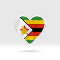 Herz aus Simbabwe-Flagge. silbernes Knopfherz und Flaggenschablone. einfache Bearbeitung und Vektor in Gruppen. Nationalflaggenvektorillustration auf weißem Hintergrund.