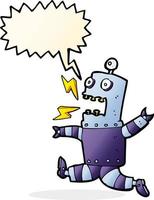 tecknad serie livrädd robot med Tal bubbla vektor