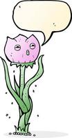 Cartoon-Blume mit Sprechblase vektor
