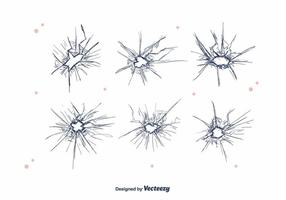 Handdragen knäckt glasvektor vektor
