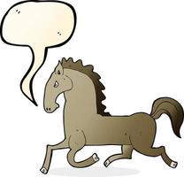 tecknad serie löpning häst med Tal bubbla vektor