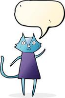 süße Cartoon schwarze Katze winkt mit Sprechblase vektor