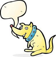 glücklicher hund der karikatur im großen halsband mit sprechblase vektor