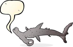 Cartoon-Hammerhai mit Sprechblase vektor