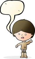 Cartoon unglücklicher Junge mit Sprechblase vektor