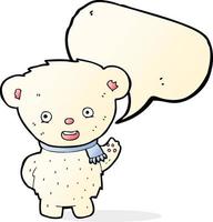 Cartoon-Eisbär winkt mit Sprechblase vektor