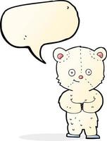 Cartoon-Teddy-Eisbärjunges mit Sprechblase vektor