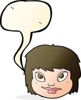 tecknad serie kvinna ansikte med Tal bubbla vektor
