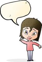 Cartoon-Frau mit Idee mit Sprechblase vektor