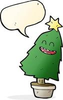 Cartoon tanzender Weihnachtsbaum mit Sprechblase vektor