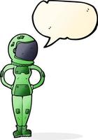 tecknad serie kvinna astronaut med Tal bubbla vektor
