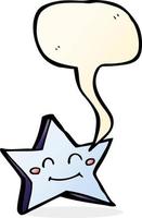 tecknad serie Lycklig stjärna karaktär med Tal bubbla vektor