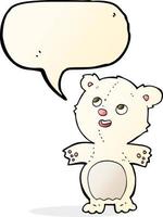 Cartoon glücklicher kleiner Eisbär mit Sprechblase vektor