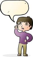 Cartoon-Junge mit Frage mit Sprechblase vektor