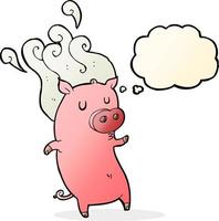 Stinkendes Cartoon-Schwein mit Gedankenblase vektor
