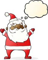 lustiger weihnachtsmann-cartoon mit gedankenblase vektor