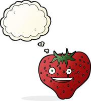 Cartoon-Erdbeere mit Gedankenblase vektor