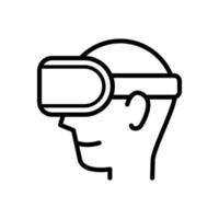 ein Mann mit Virtual-Reality-Brille, Umrisssymbol, Vektor und Illustration.