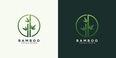 bambu och blad logotyp design med kreativ begrepp premie vektor