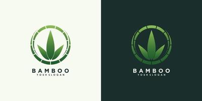 bambu och blad logotyp design med kreativ begrepp premie vektor