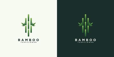 bambu och blad logotyp design med kreativ begrepp premie vektor